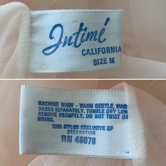 Vintage 60s Intime Pink Robe Peignoir Double Chiffon Nylon Lace Lingerie Glamour - Picture 10 of 10